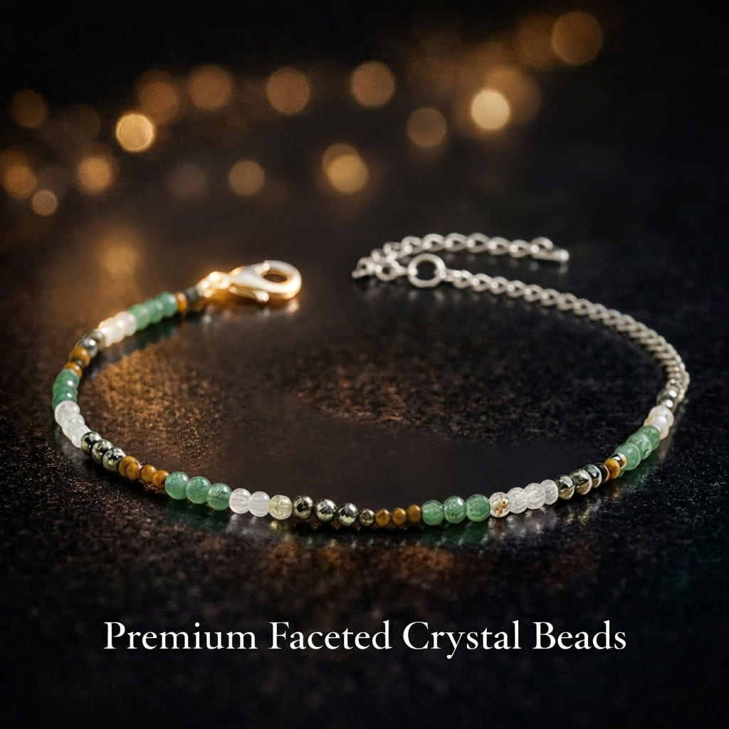 Money Magnet Anklet with Pyrite, Tiger Eye, Citrine & Aventurine Beads