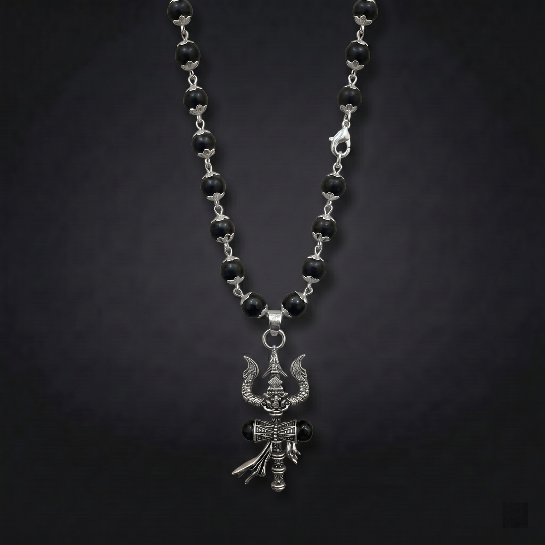 The Trishul Karungali Mala Silver
