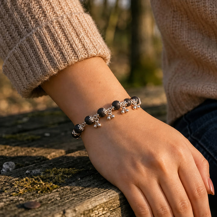 Silver Plated Karungali Elemental Bracelet For Women