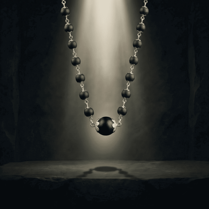 Silver Plated Karungali Mala with 12MM Karungali Bead