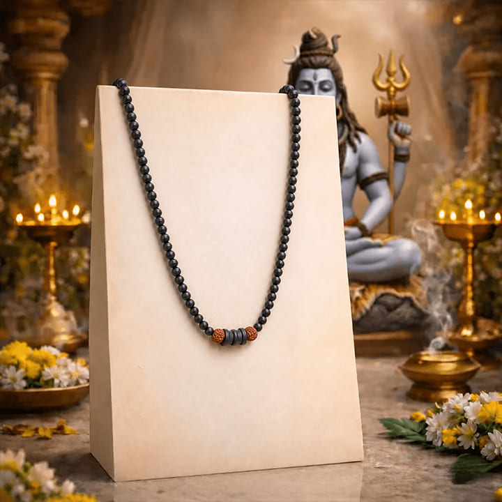 Shiv damru rudraksha karungali mala