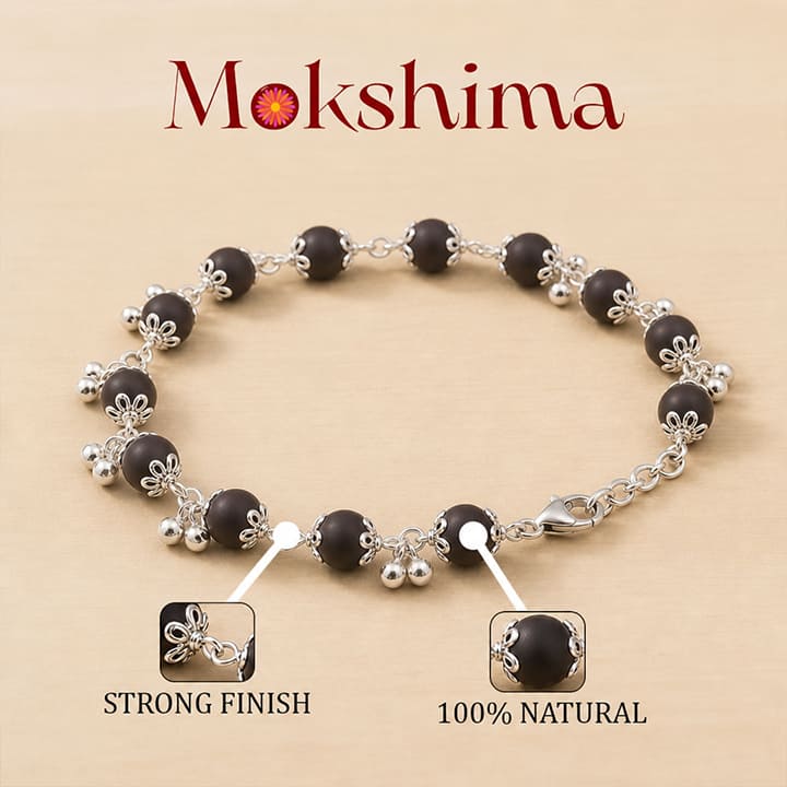 Silver Plated Karungali Elemental Bracelet For Women