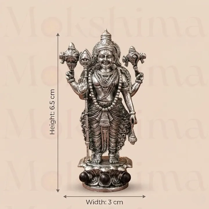 Lord Murugan Swamy Dashboard Idol - Silver Plated