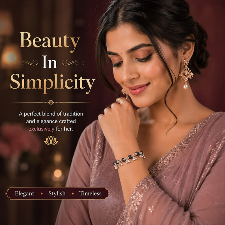 Silver Plated Karungali Elemental Bracelet For Women