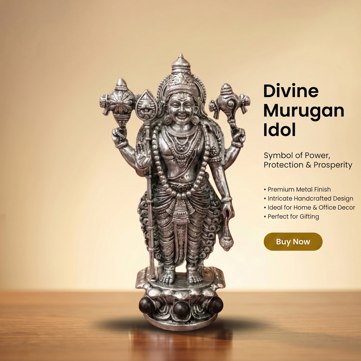 Lord Murugan Swamy Dashboard Idol - Silver Plated