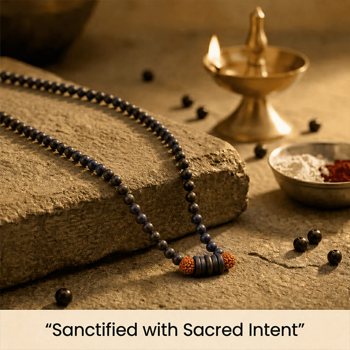 Shiv damru rudraksha karungali mala