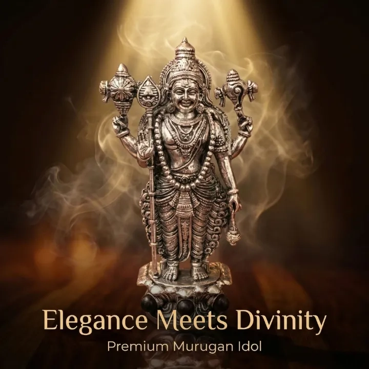 Lord Murugan Swamy Dashboard Idol - Silver Plated