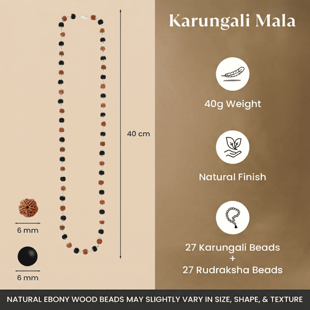 Divya Raksha Rudraksha & Karungali Mala with Silver Capping (Buy 1 Get 1 Free Gift)