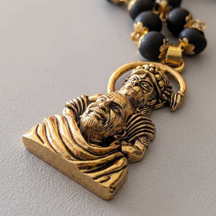 Hanumanji and Neem Karoli Baba Pendant With Karungali Mala
