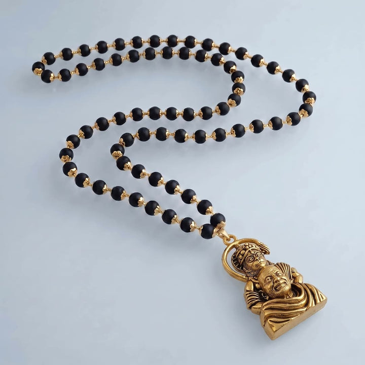 Hanumanji and Neem Karoli Baba Pendant With Karungali Mala