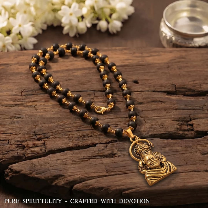 Hanumanji and Neem Karoli Baba Pendant With Karungali Mala