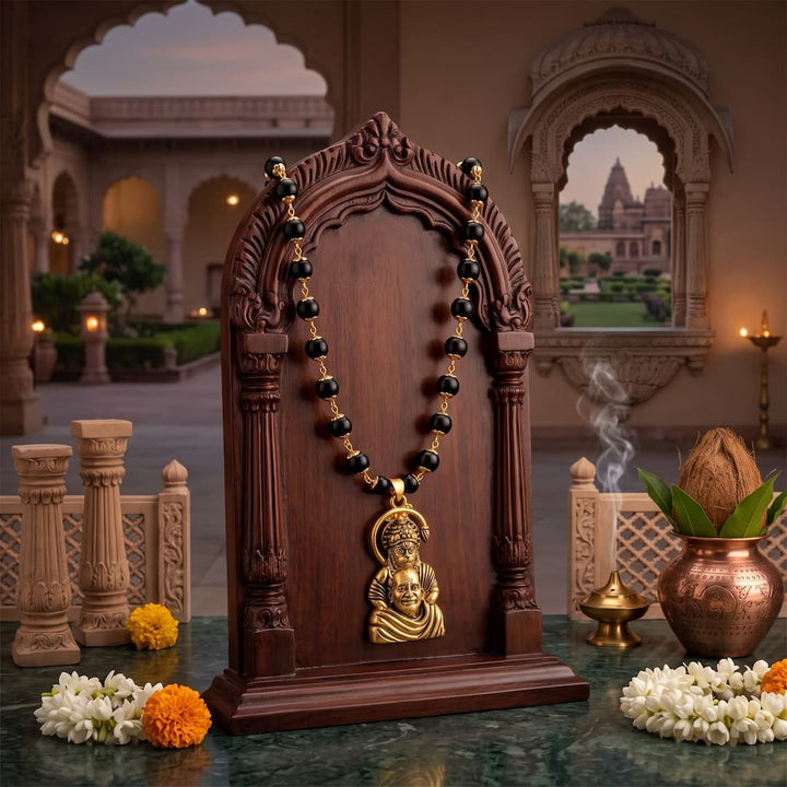 Hanumanji and Neem Karoli Baba Pendant With Karungali Mala