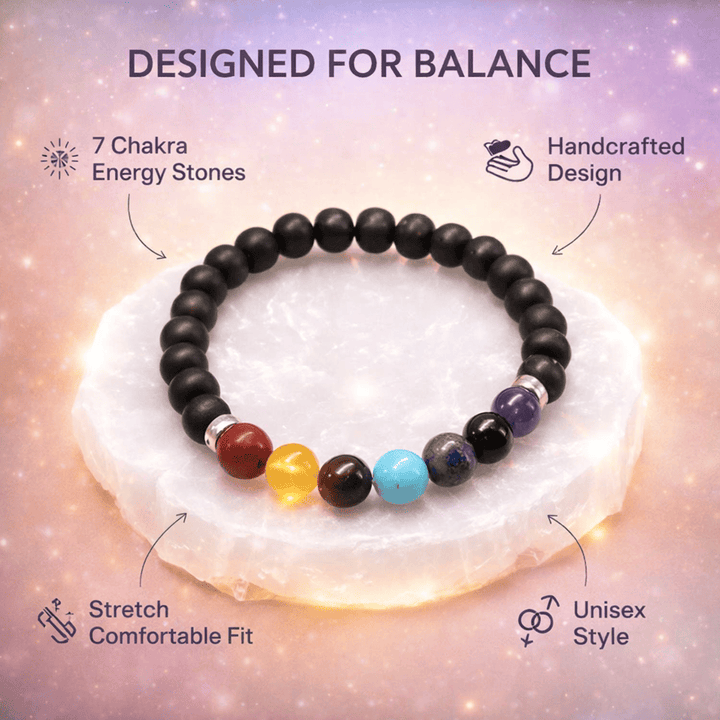 Karungali x Seven Chakra Band - Natural Ebony Wood