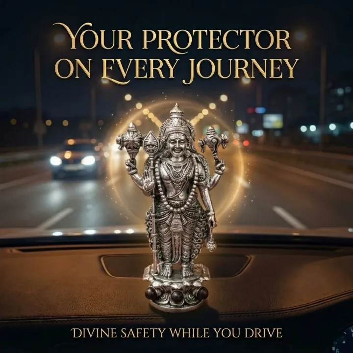 Lord Murugan Swamy Dashboard Idol - Silver Plated