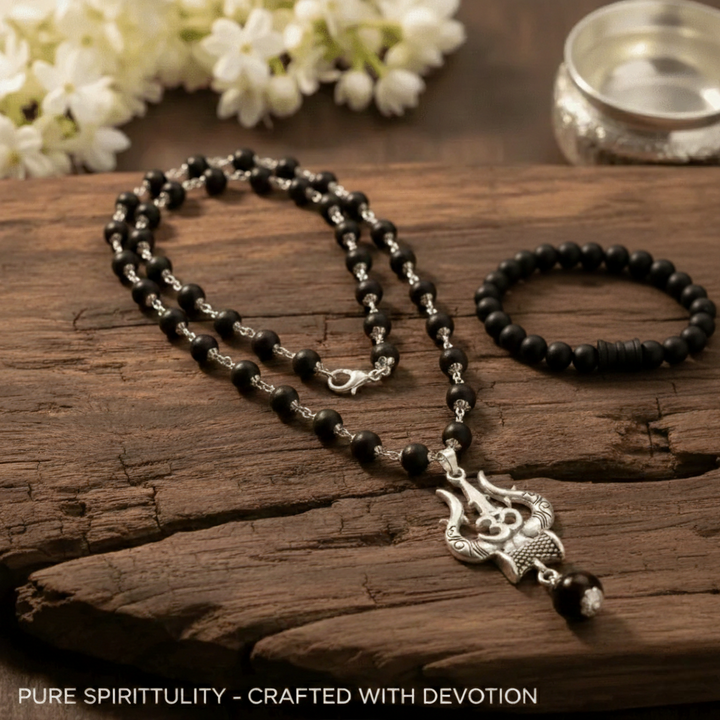 OM Shiva Trishool Karungali Mala (Buy 1 Get 1 Free Gift)