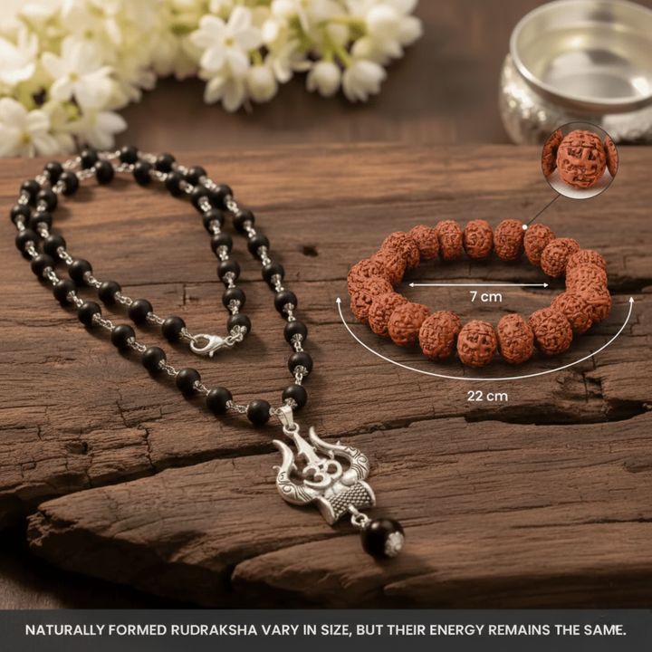 OM Shiva Trishool Karungali Mala (Buy 1 Get 1 Free Gift)
