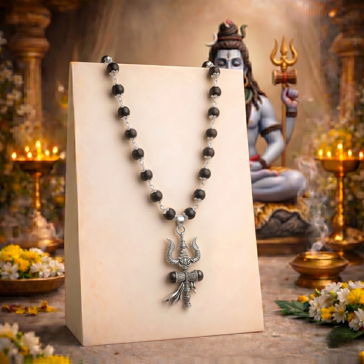 The Trishul Karungali Mala Silver