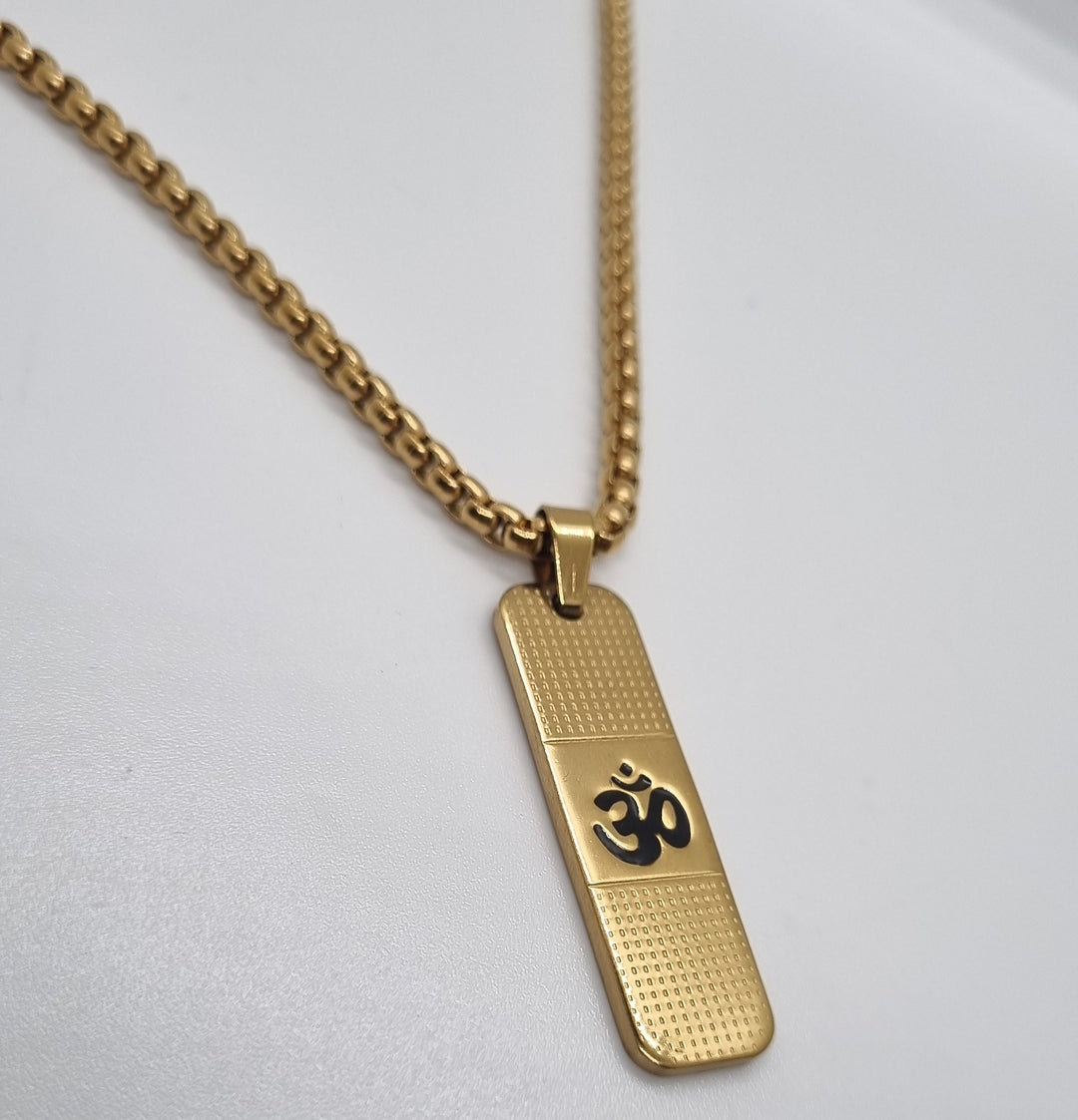 24K Gold Plated OM D Pendant with Necklace Chain