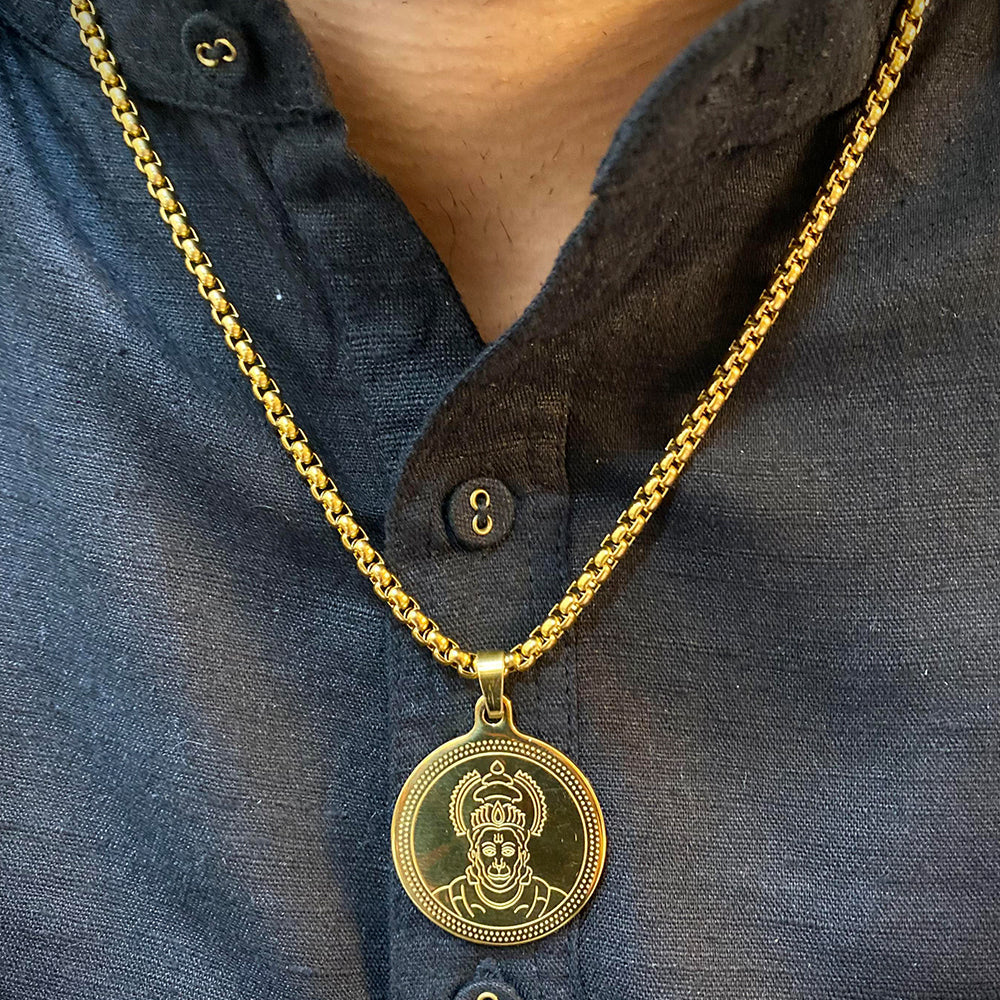 Hanuman Gold Plated Pendant Chain