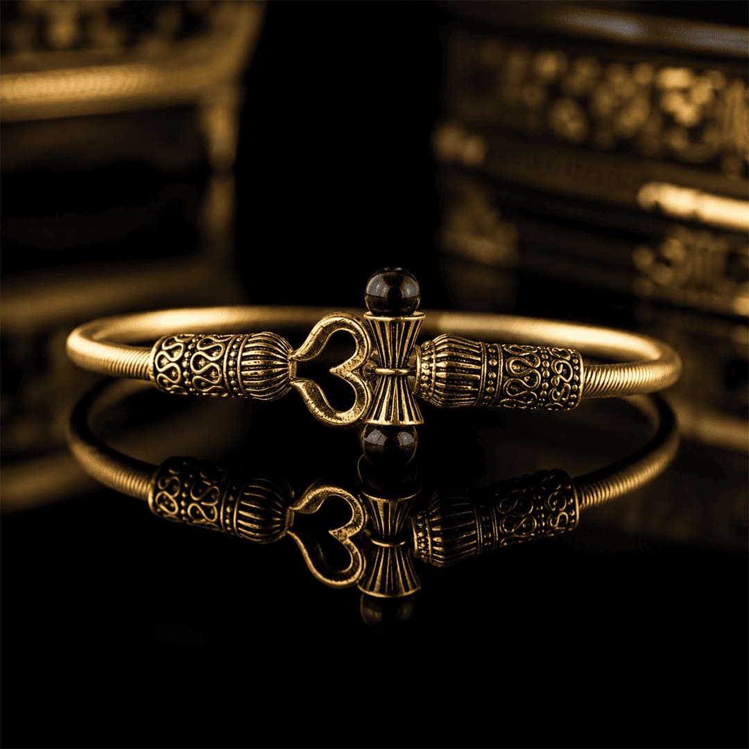 Gold Plated Karungali Trishool Kada