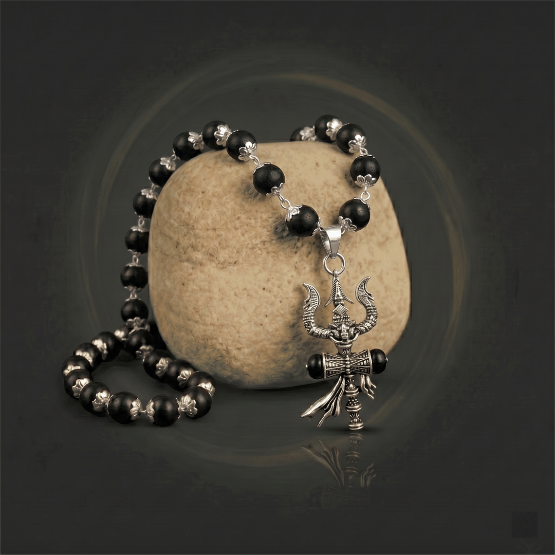 The Trishul Karungali Mala Silver