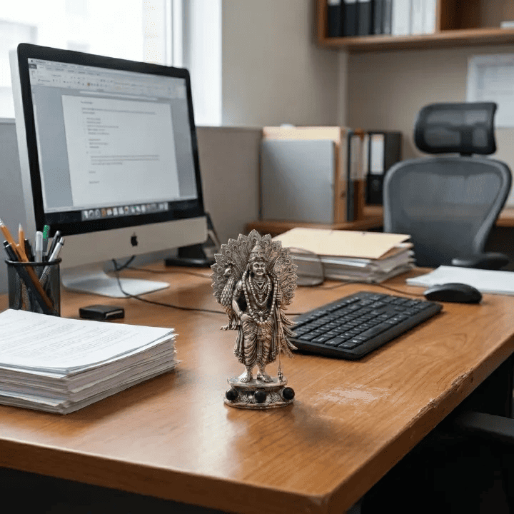 Divine Lord Murugan Idol with Peacock - Silver Plated