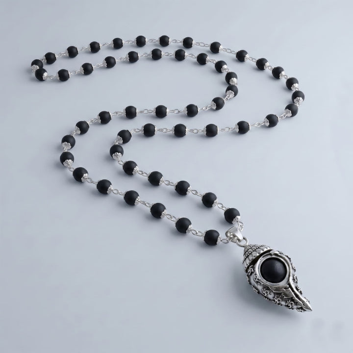 Om Shankh Karungali Malai Necklace - Silver Plated