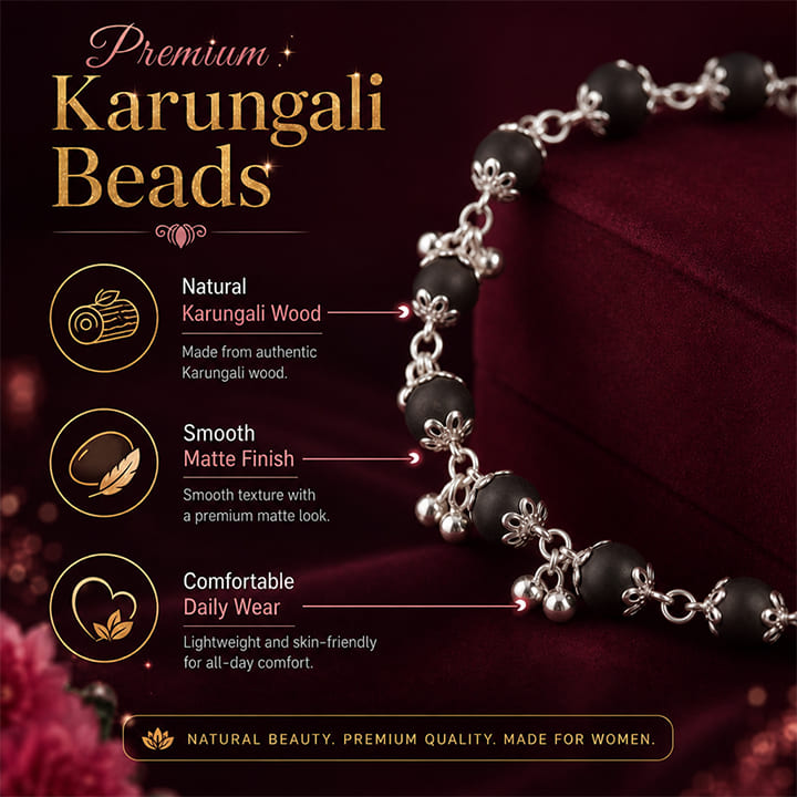 Silver Plated Karungali Elemental Bracelet For Women