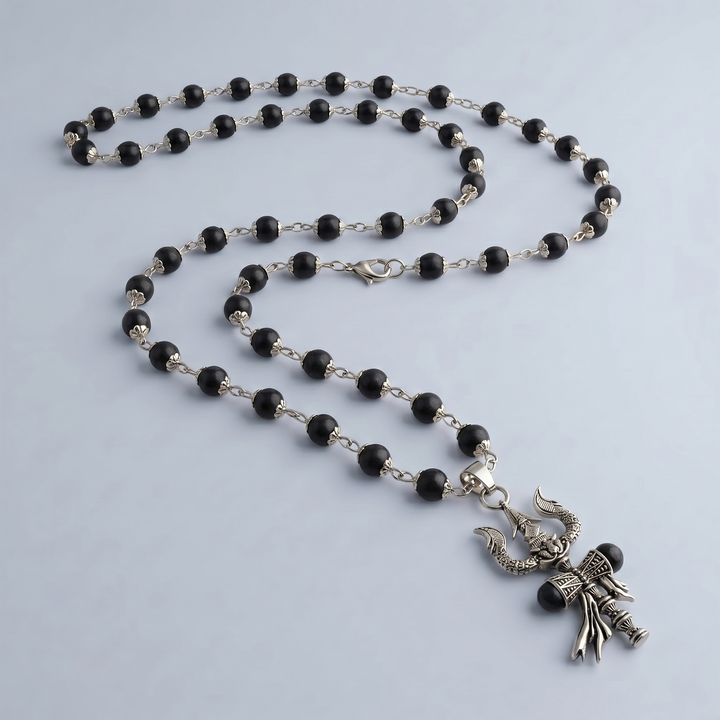 The Trishul Karungali Mala Silver