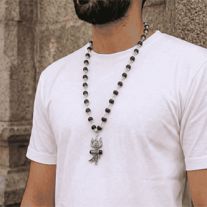 The Trishul Karungali Mala Silver