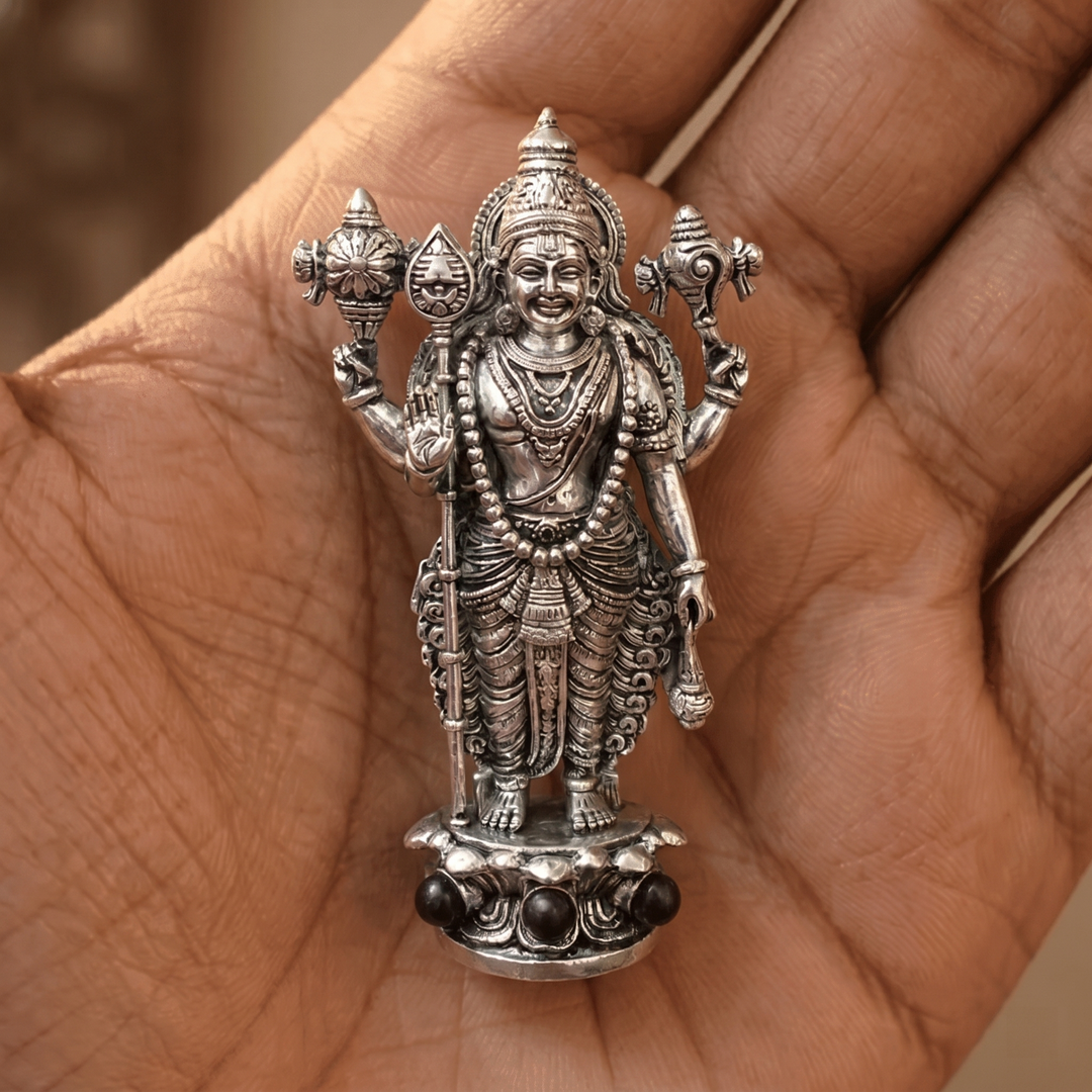 Lord Murugan Swamy Dashboard Idol - Silver Plated