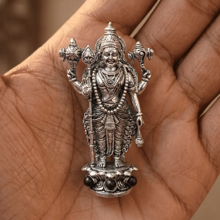 Lord Murugan Swamy Dashboard Idol - Silver Plated