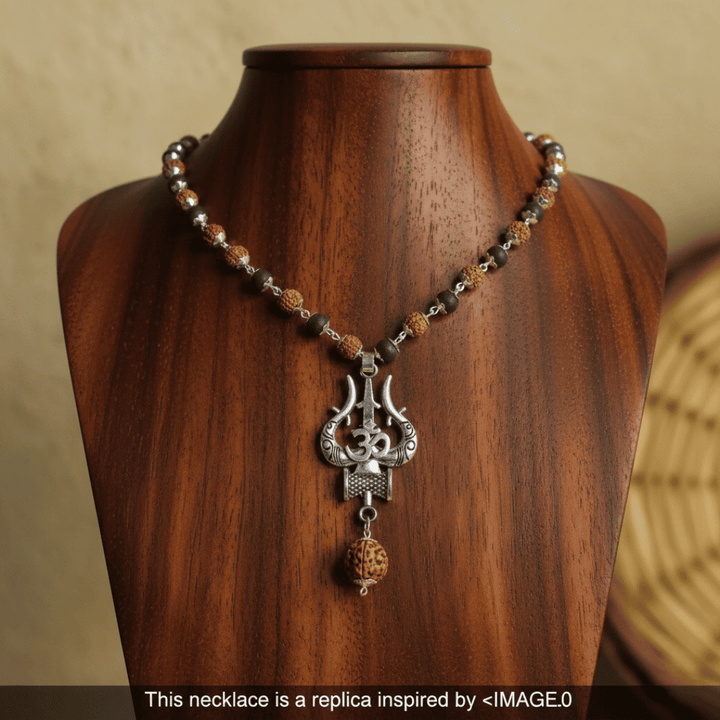 Karungali Mala with Om Shiva Trishul Pendant