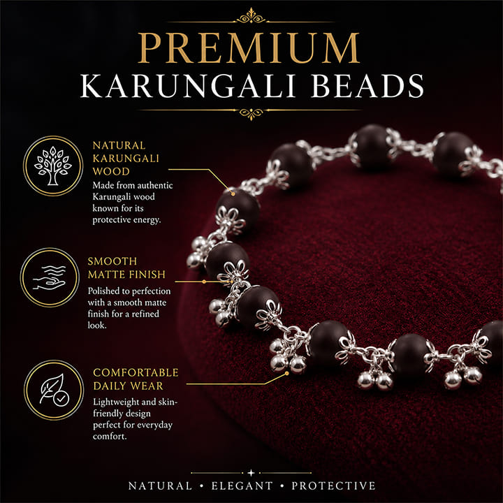 Silver Plated Karungali Elemental Bracelet For Women