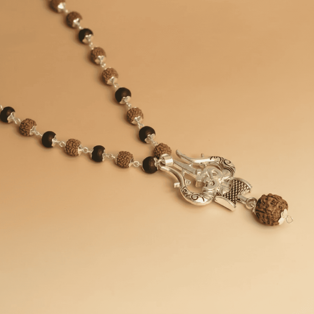 Karungali Mala with Om Shiva Trishul Pendant