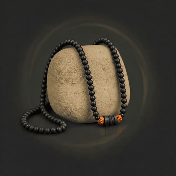 Shiv damru rudraksha karungali mala