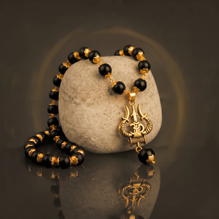 Om Shiva Trishul Karungali mala with free 5 mukhi rudraksha