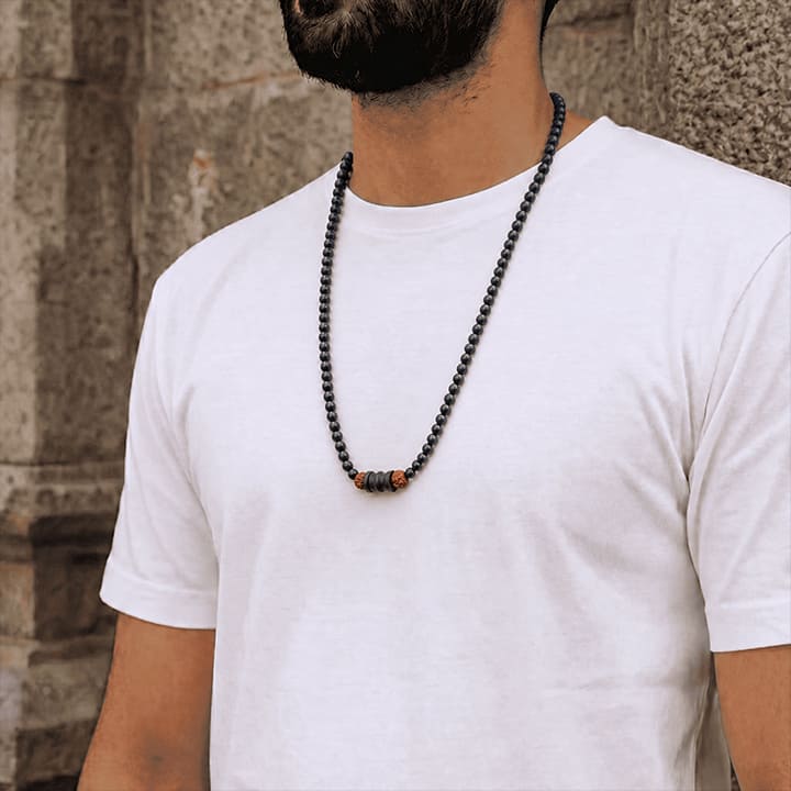 Shiv damru rudraksha karungali mala