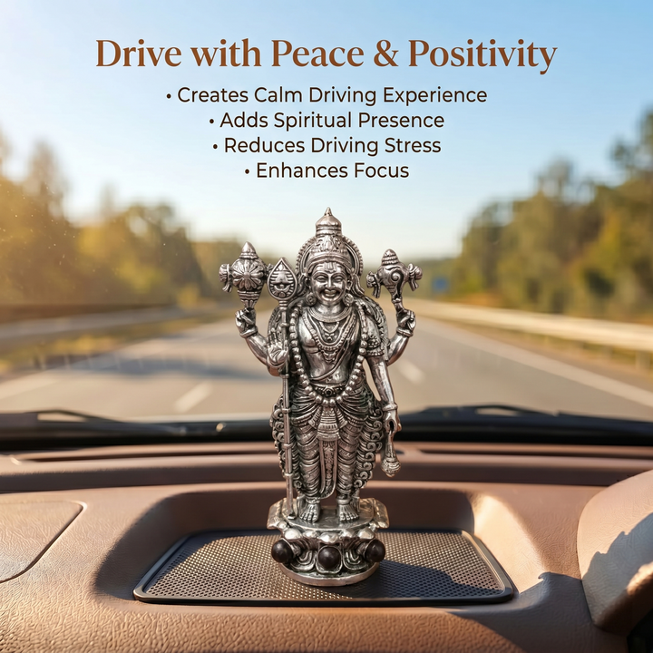 Lord Murugan Swamy Dashboard Idol - Silver Plated