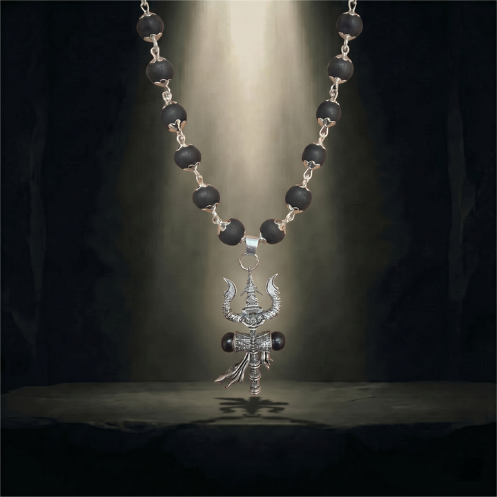 The Trishul Karungali Mala Silver