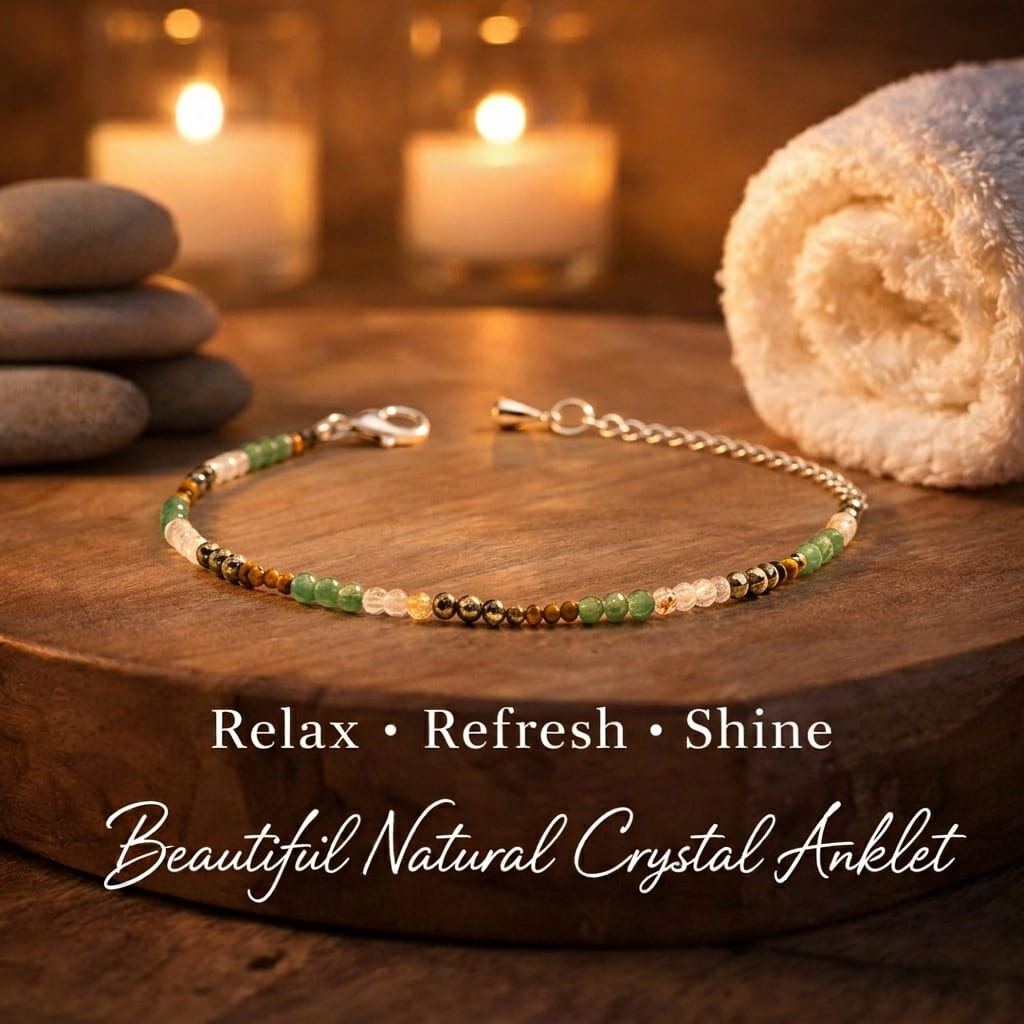 Money Magnet Anklet with Pyrite, Tiger Eye, Citrine & Aventurine Beads