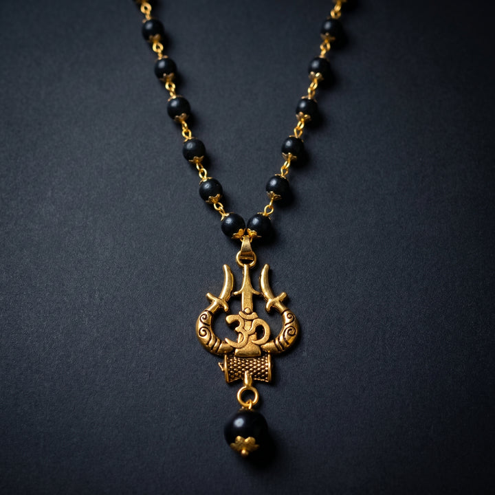 Om Shiva Trishul Karungali mala with free 5 mukhi rudraksha