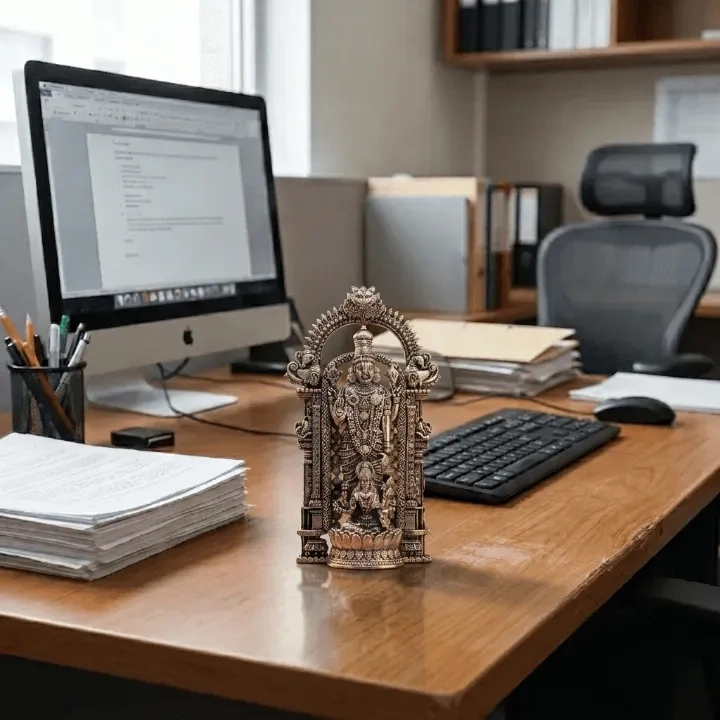 Lord Murugan Mini Idol for Car Dashboard - Silver Plated