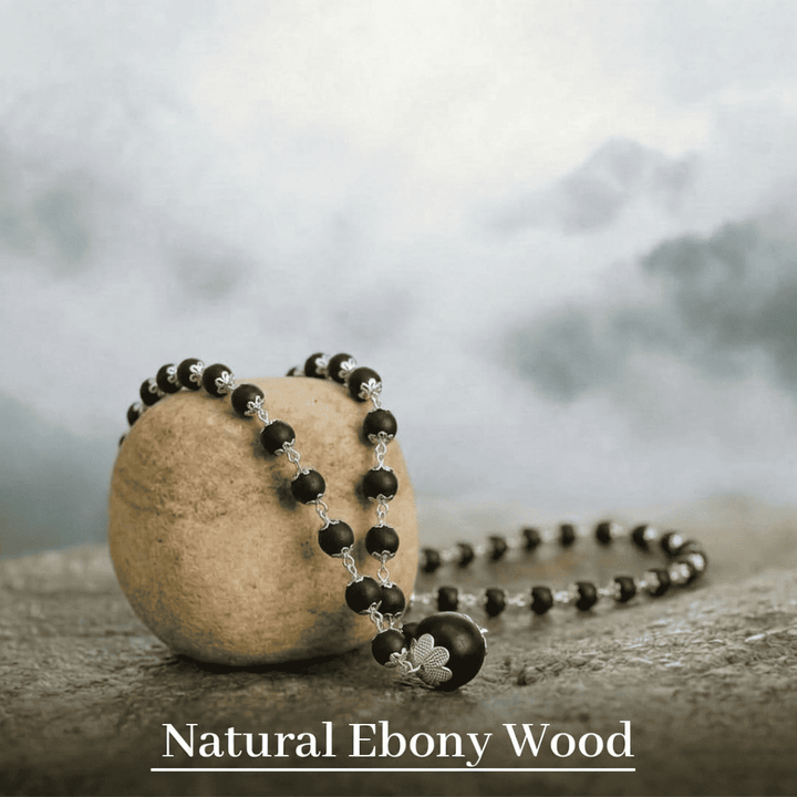 Silver Plated Karungali Mala with 12MM Karungali Bead