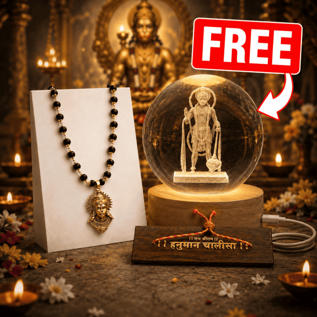 Gold Plated Bajrangbali Karungali Necklace with certified beads