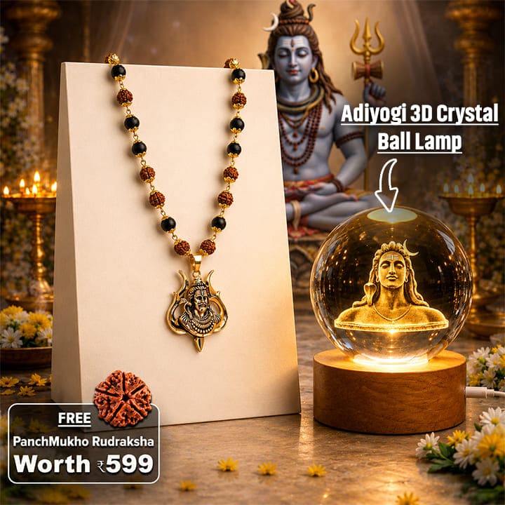 Rudraksha Karungali Malai in Gold-Cap with Shiv Pendant