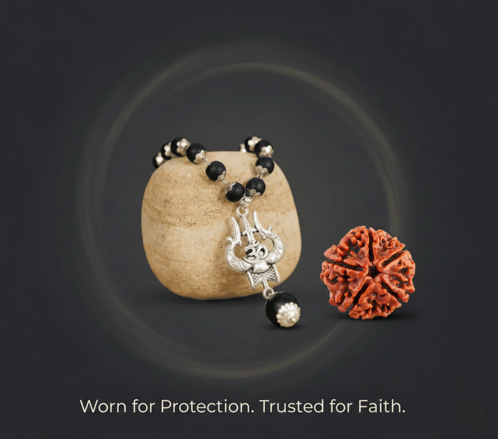 OM Shiva Trishool Karungali Mala (Buy 1 Get 1 Free Gift)