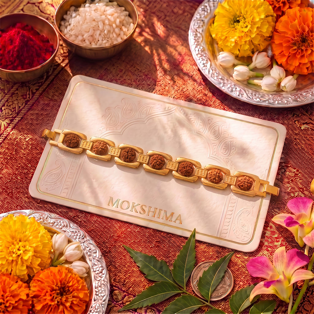 Gold Plated Essential Rudraksha Rakhi