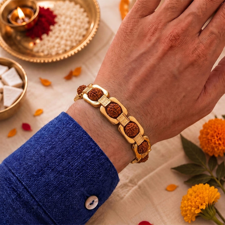 Gold Plated Essential Rudraksha Rakhi