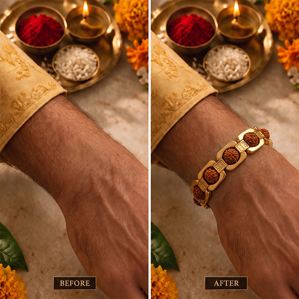 Gold Plated Essential Rudraksha Rakhi